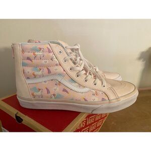 Vans 7 girls High-Top Pink Glitter Pegasus Sk8-Hi Zip Unicorn Sneakers